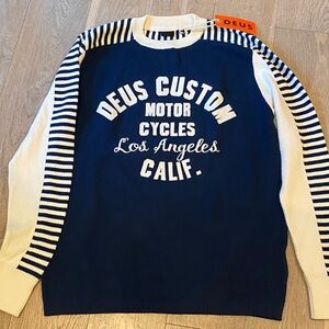 Navy and White Crewneck Sweater
